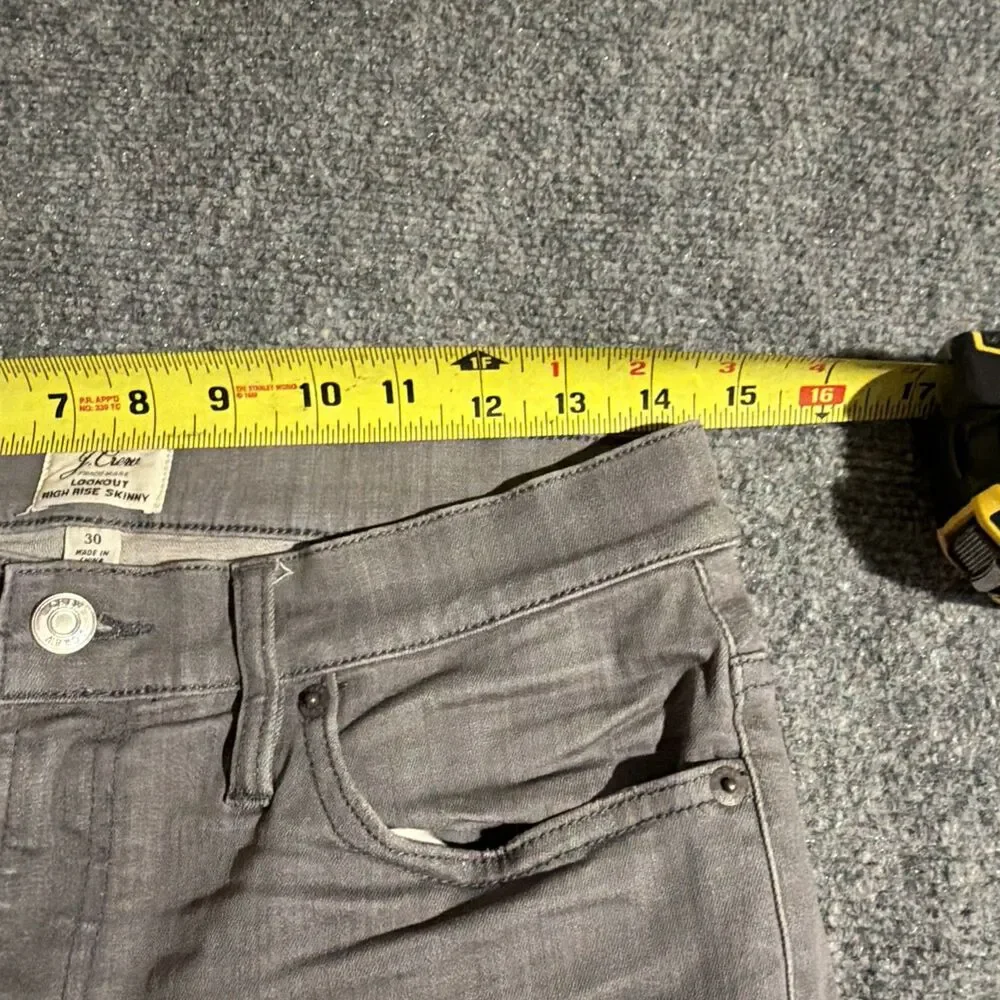 J Crew Denim Jeans Womens Size 30 Gray Lookout High Rise Skinny Stretch